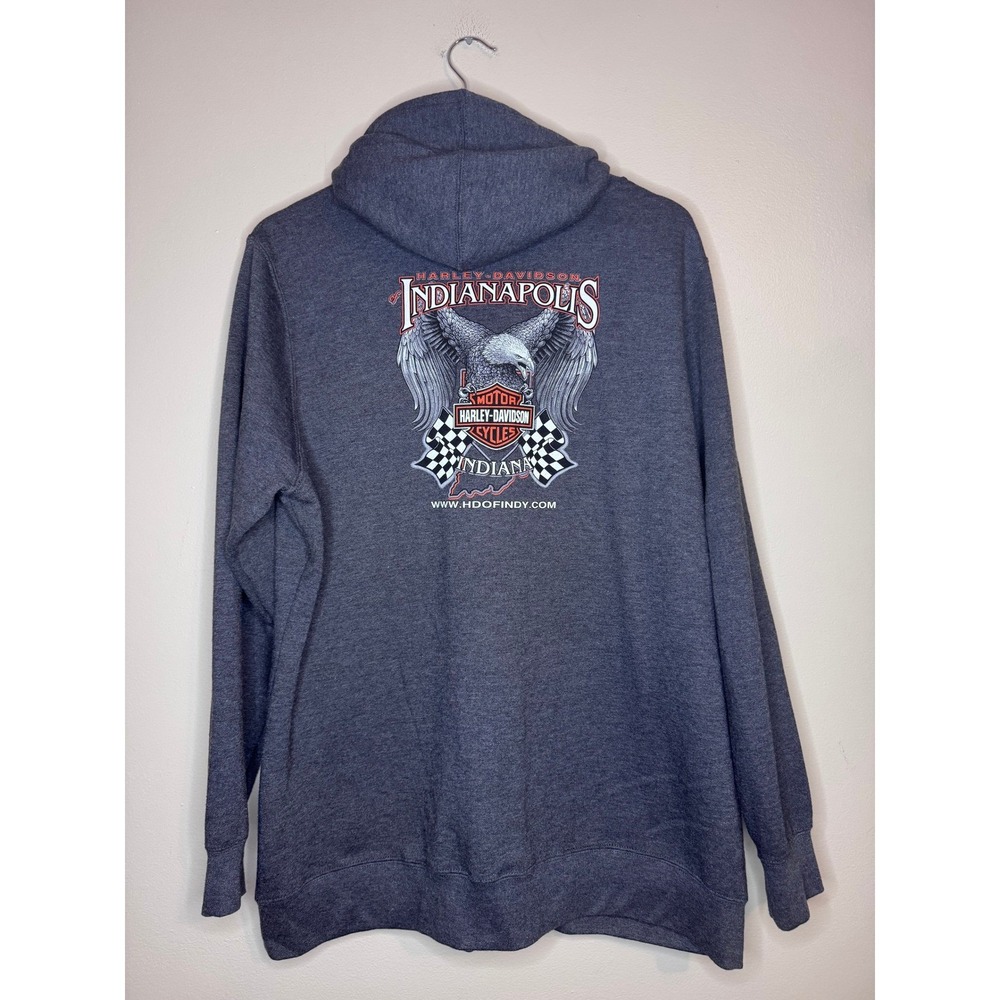 Harley-Davidson Indianapolis Indiana Eagle Zip Up Hoodie Charcoal Gray XXL - Picture 3 of 3